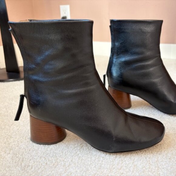 Mansur Gavriel Glove Boot, Black with Wooden Heel - Picture 1 of 3